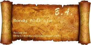 Bondy Alícia névjegykártya